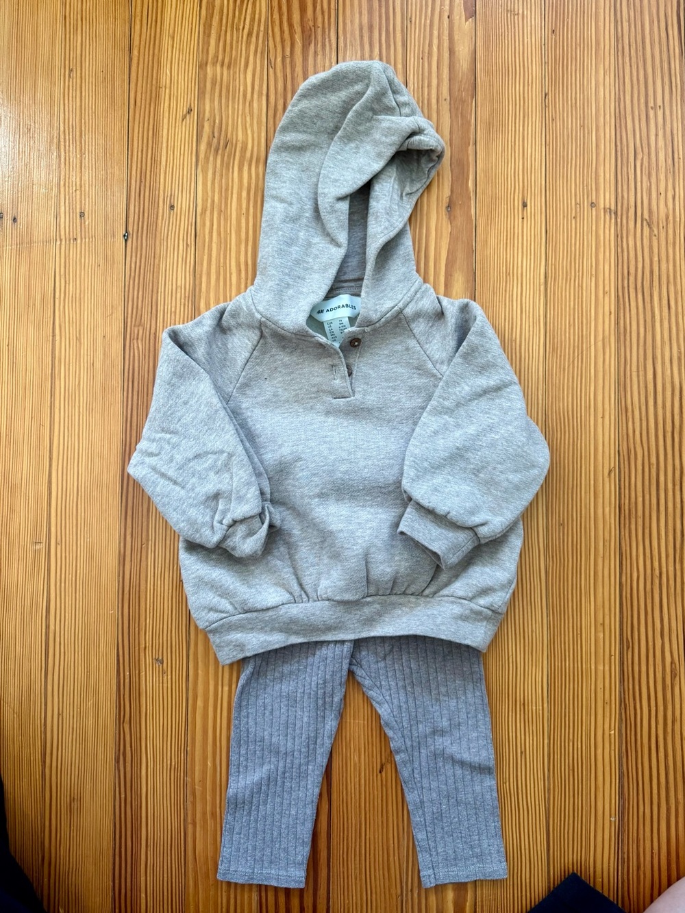 H&M Adorables Organic Cotton Hoodie Sweatshirt & Ribbed Leggings Set, 9 months
